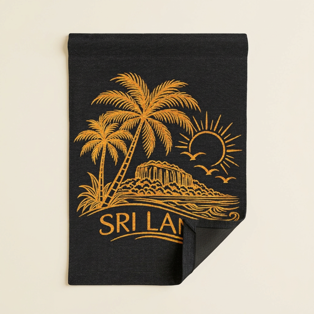 Sri Lanka Woven Wall Tapestry | Golden Palms & Island Art