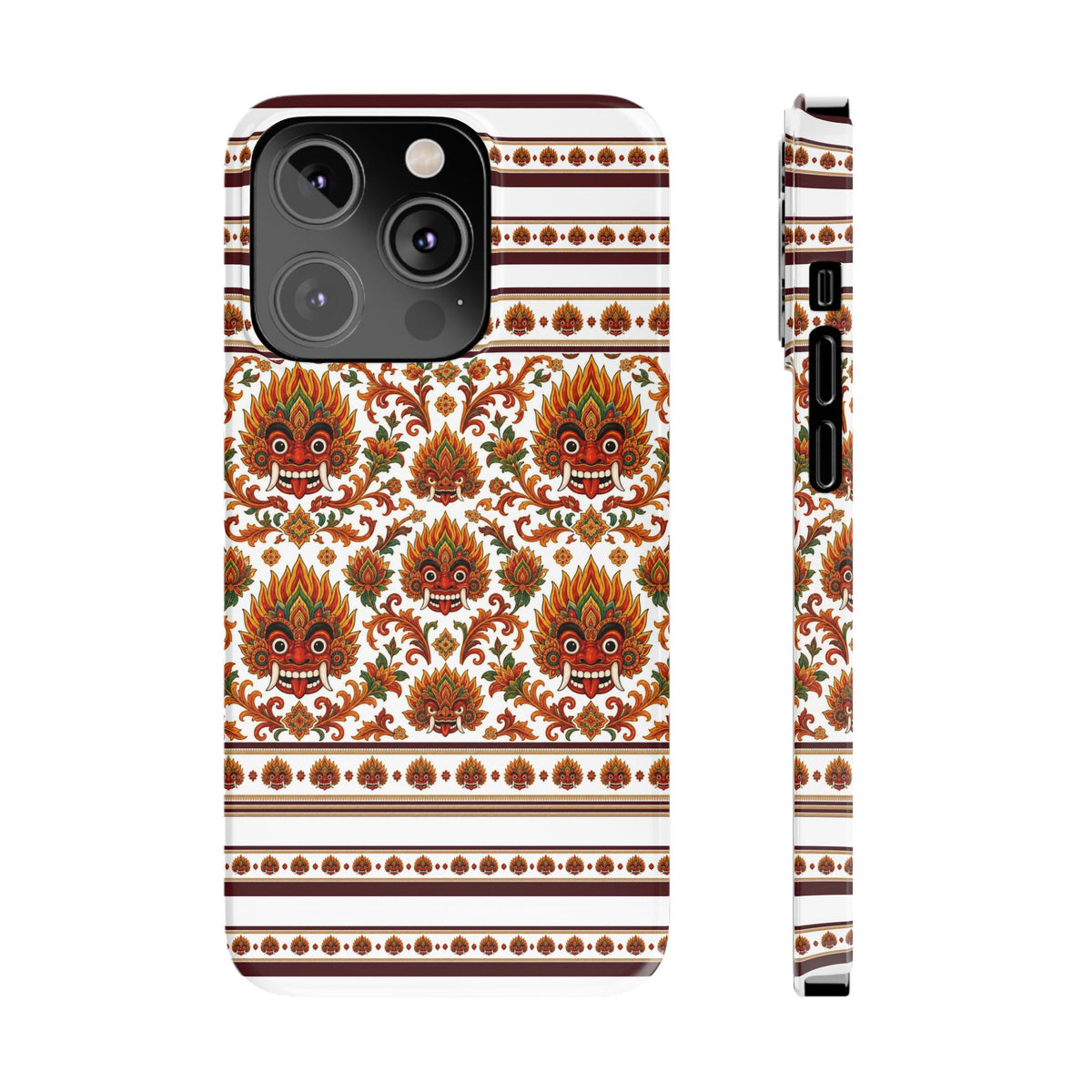 Sri Lankan Gift Slim Phone Case Raksha Floral Folk Mask Pattern