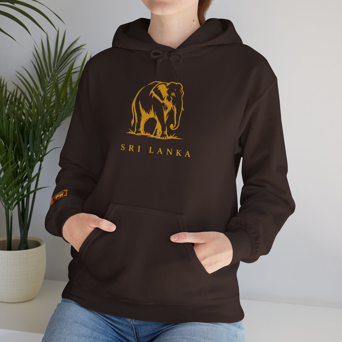 Sri Lanka Elephant Unisex Hoodie Gold Heritage Design