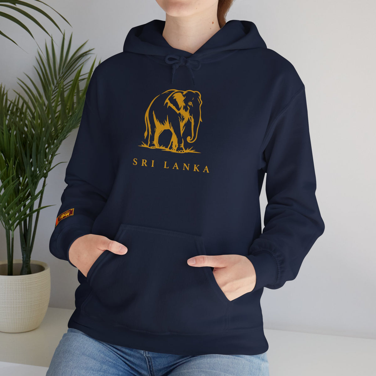 Sri Lanka Elephant Unisex Hoodie Gold Heritage Design