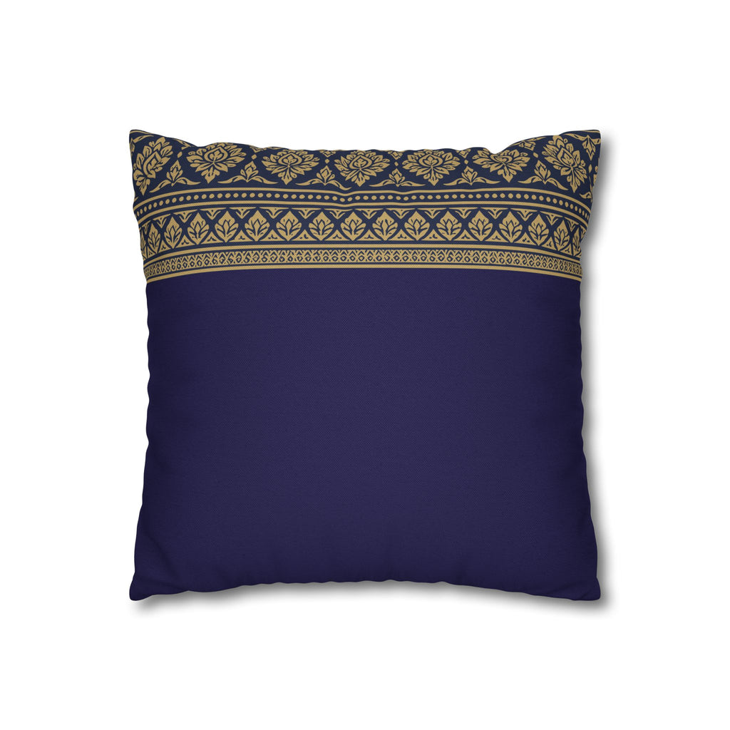 Navy & Gold Border Cushion Cover Sri Lankan Gift Pillowcase