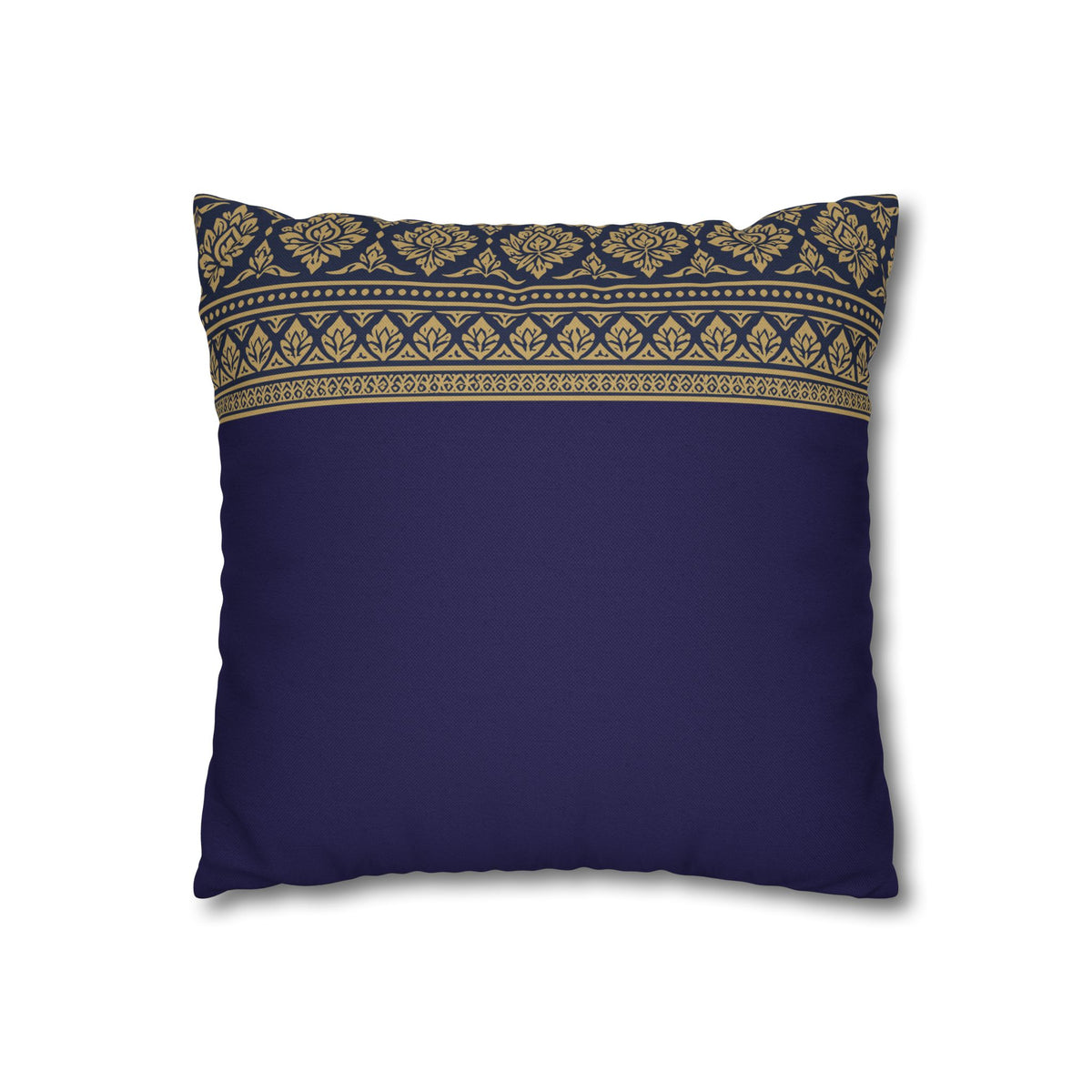 Navy & Gold Border Cushion Cover Sri Lankan Gift Pillowcase