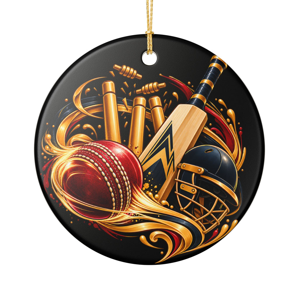 Cricket Heart Ornament  Ceramic Sports Decoration with Bat, Ball & Helmet