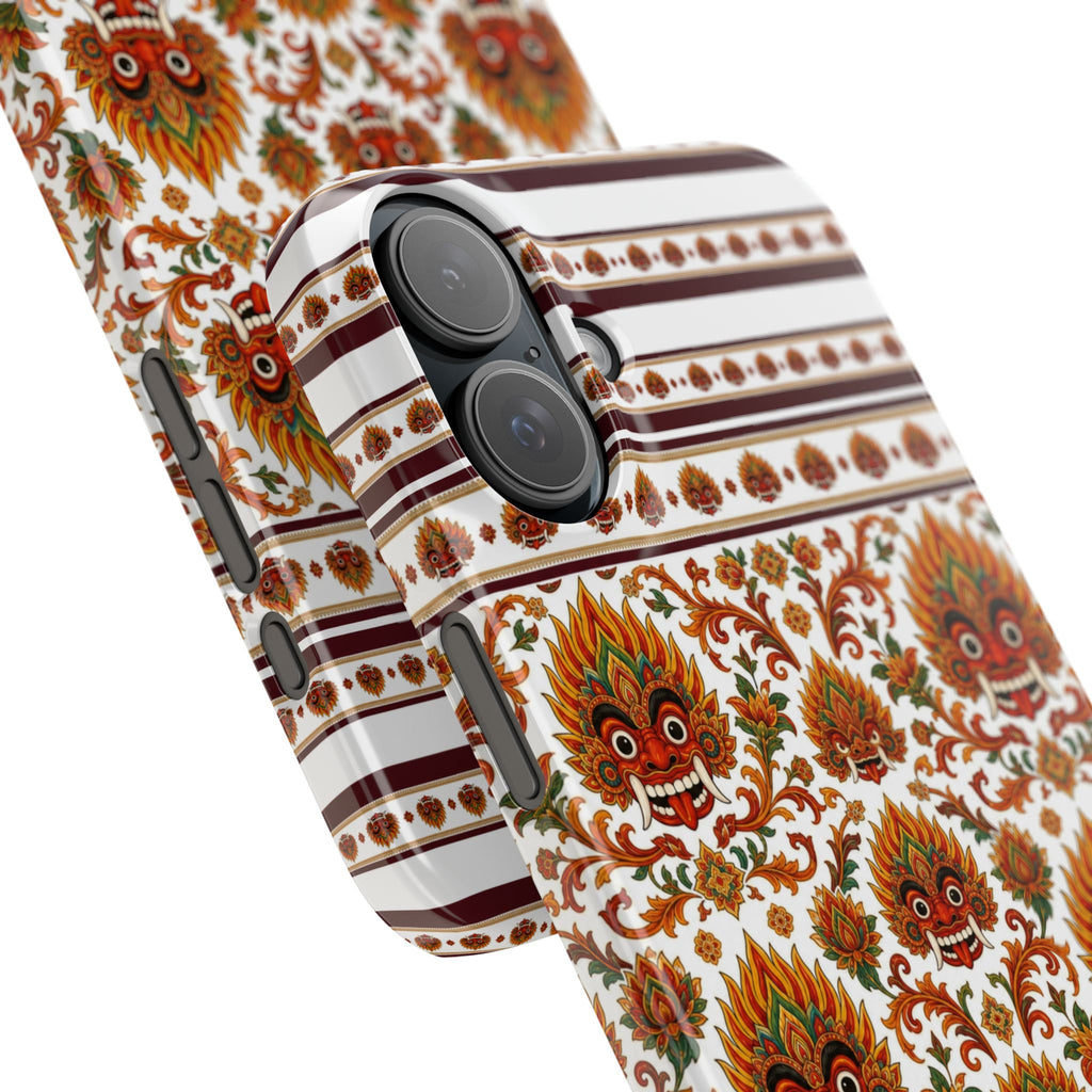 Sri Lankan Gift Slim Phone Case Raksha Floral Folk Mask Pattern