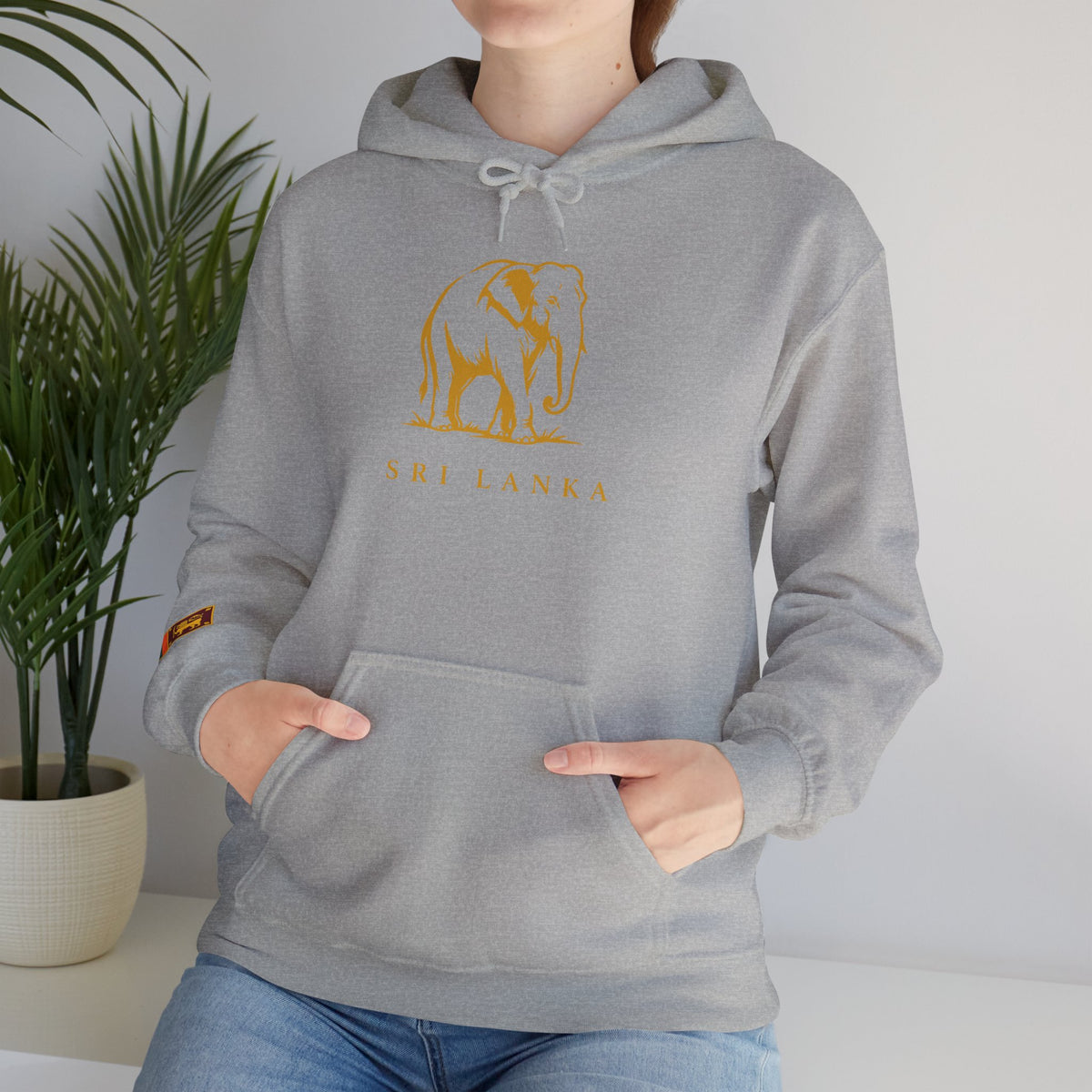 Sri Lanka Elephant Unisex Hoodie Gold Heritage Design