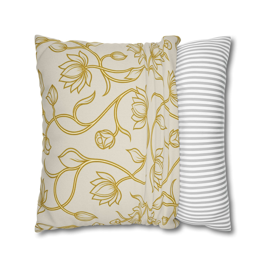 Ceylon Lotus Cushion Cover Sri Lankan Temple Flower Gold Botanical Pillow Case