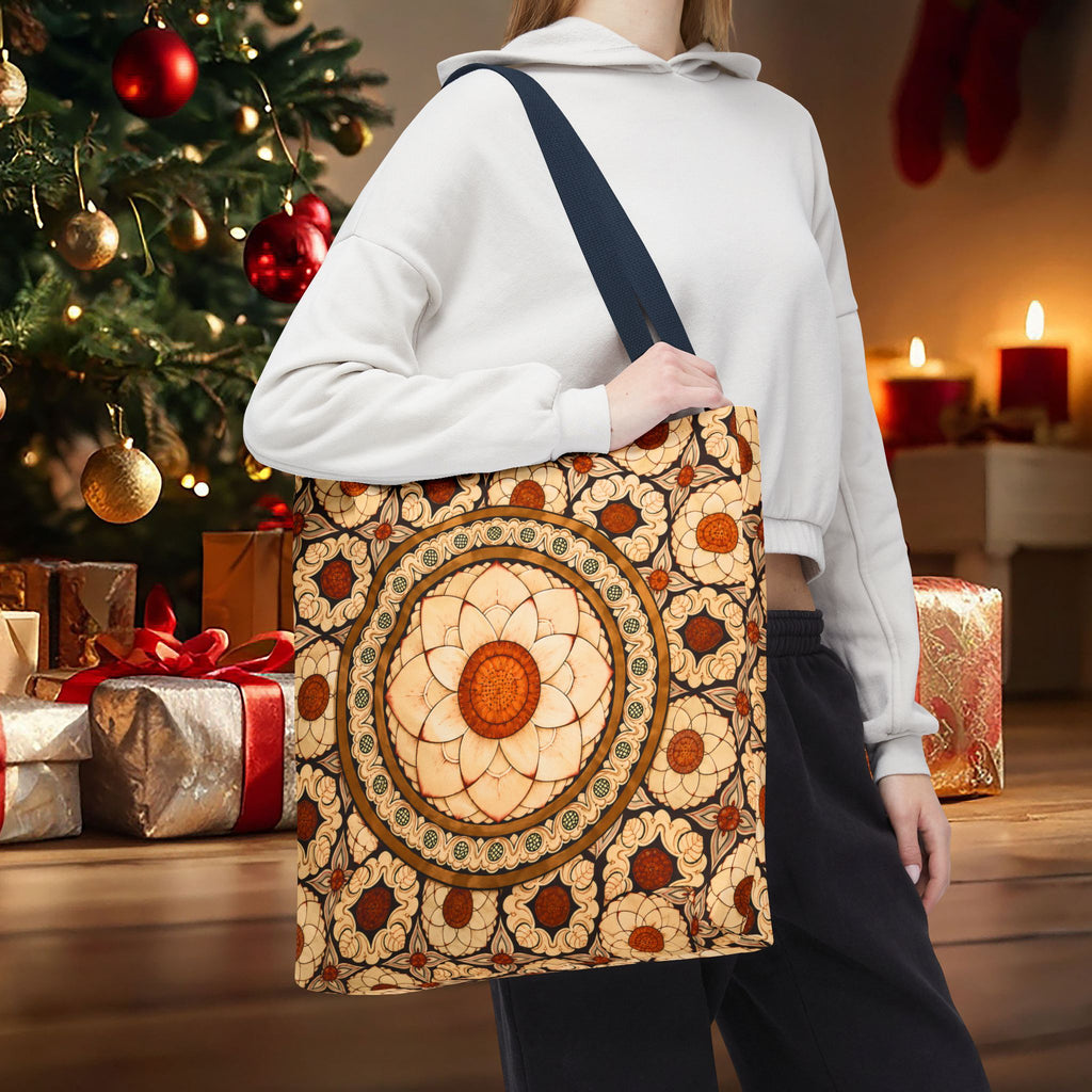 Sri Lankan Floral Mandala Tote Bag Cream & Terracotta