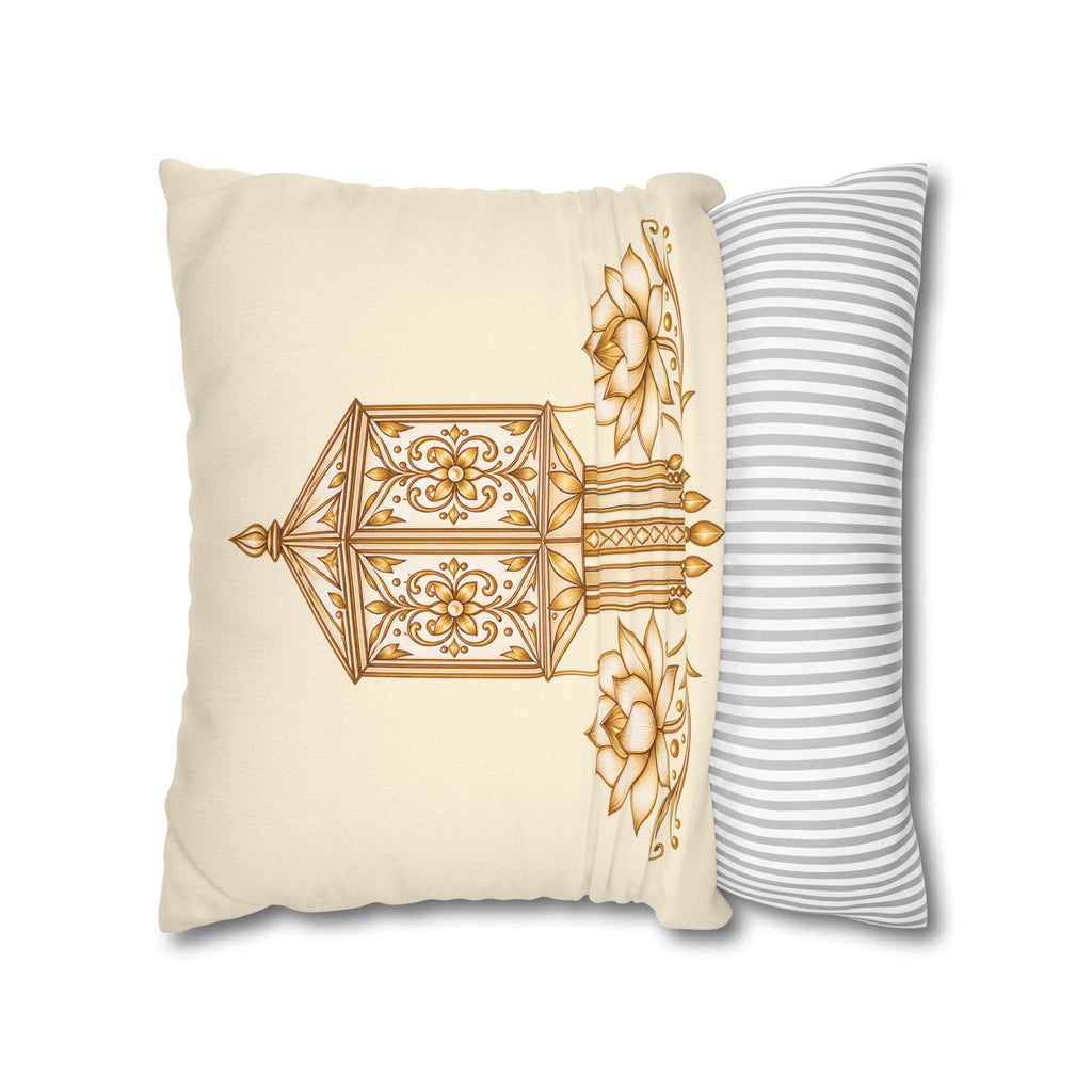 Lotus & Lantern Cushion Cover – Sri Lankan Gift Pillowcase