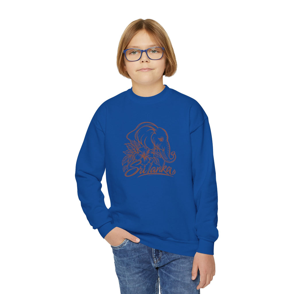 Sri Lankan Elephant Kids’ Sweatshirt | Floral Crewneck