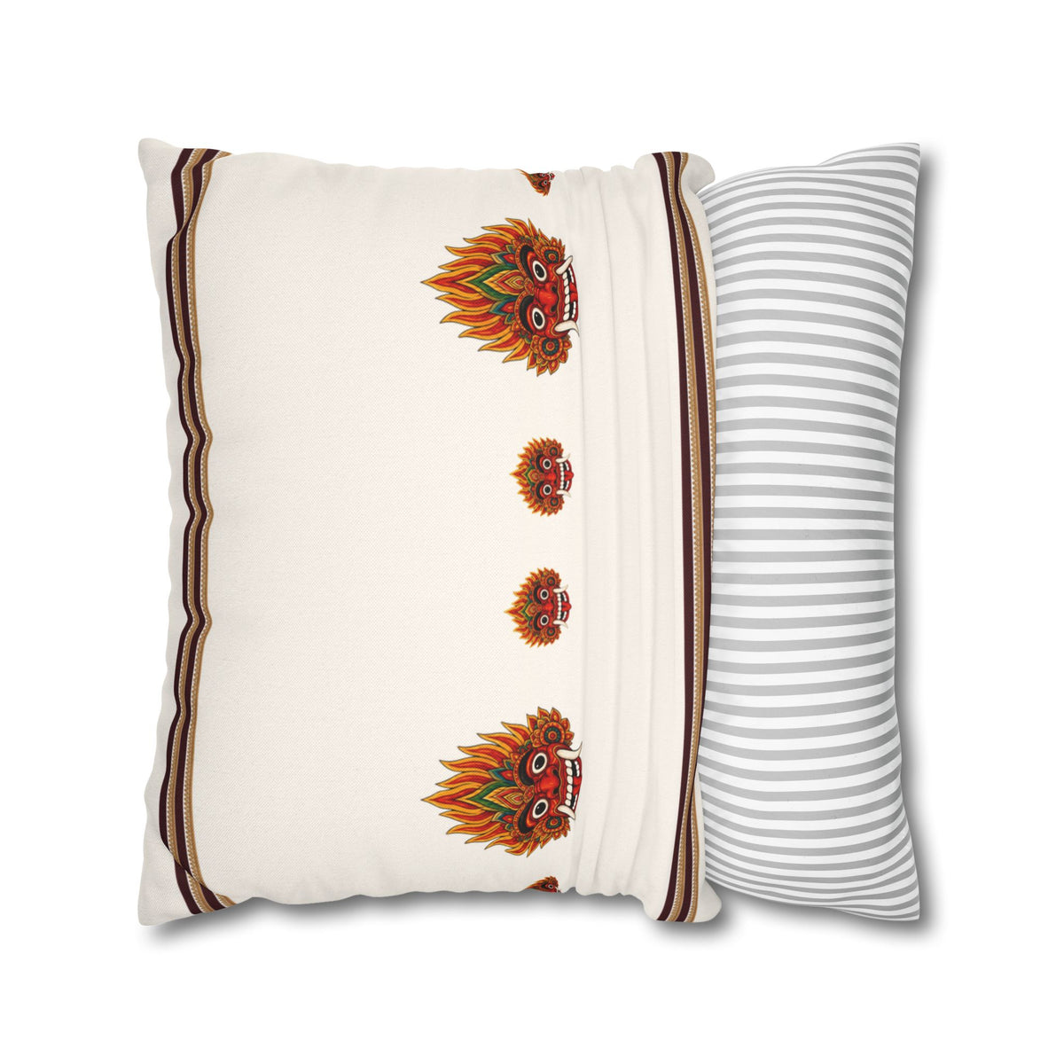 Raksha Mask Cushion Cover Sri Lankan Devil Dance Decorative Throw Pillow