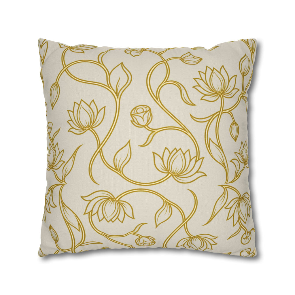 Ceylon Lotus Cushion Cover Sri Lankan Temple Flower Gold Botanical Pillow Case