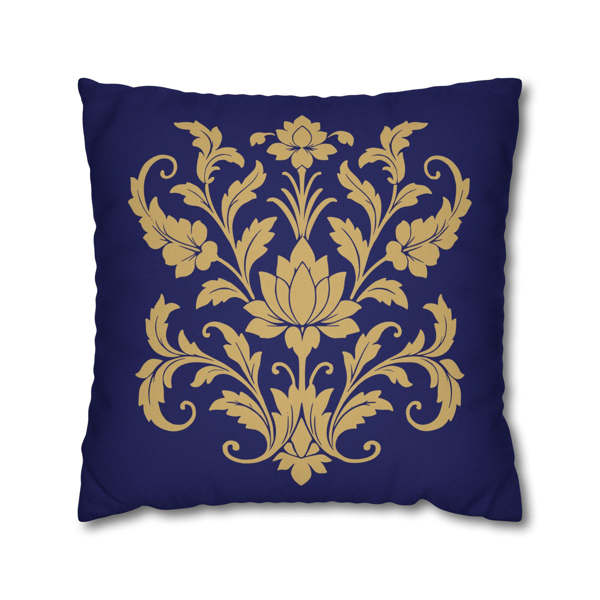 Kandyan Heritage Cushion Cover – Navy & Gold Floral Pillowcase