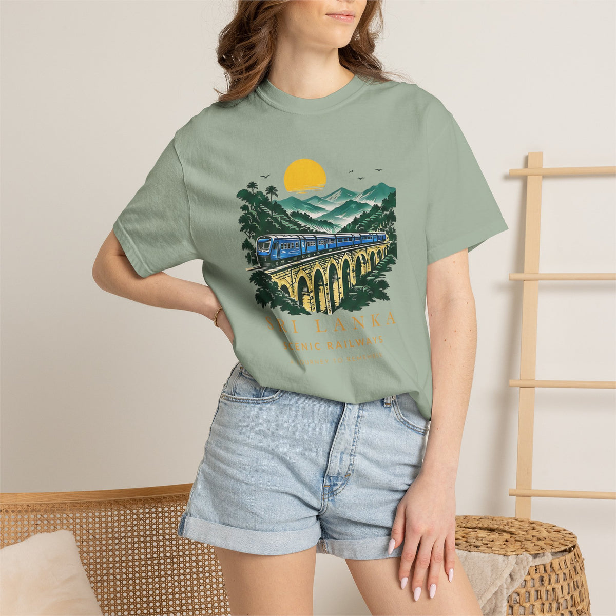 Sri Lanka Nine Arch Bridge Unisex T-Shirt Vintage Railway Tee