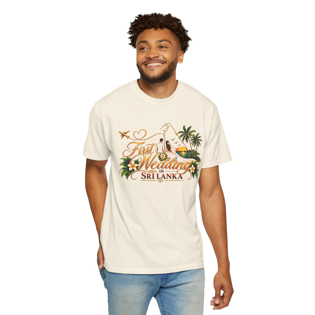 Sri Lanka Destination Wedding T-Shirt — "First Wedding Sri Lanka" Couple Tee (Roshini & Rohan 2026)