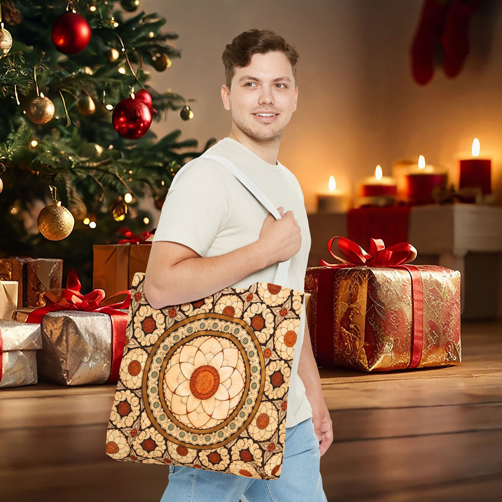 Sri Lankan Floral Mandala Tote Bag Cream & Terracotta