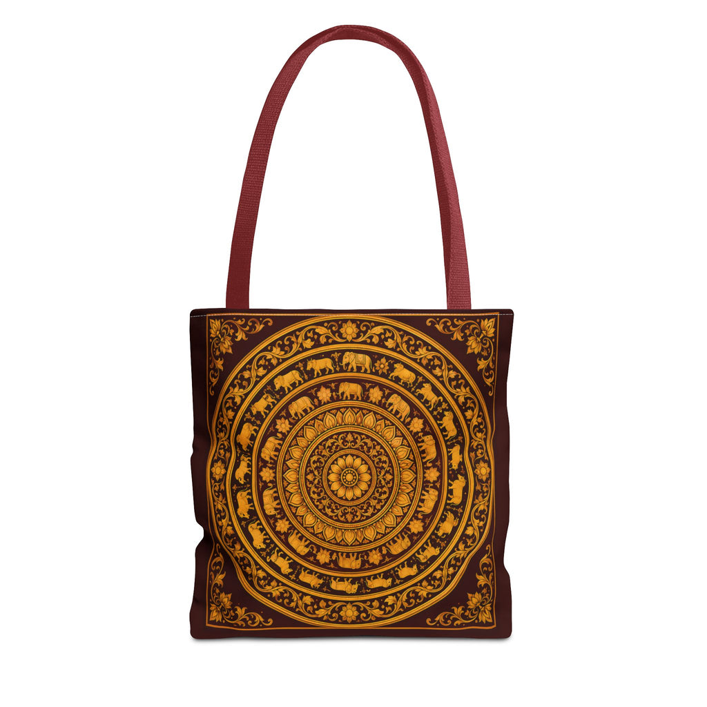 Sri Lankan Gift Tote Bag  Gold Elephant Mandala