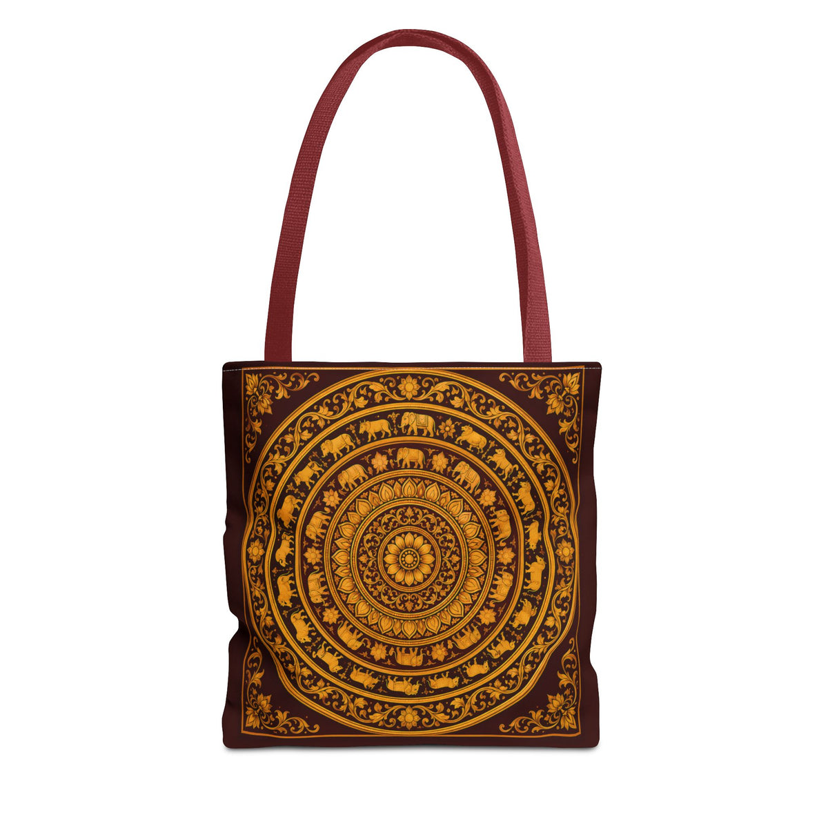 Sri Lankan Gift Tote Bag  Gold Elephant Mandala