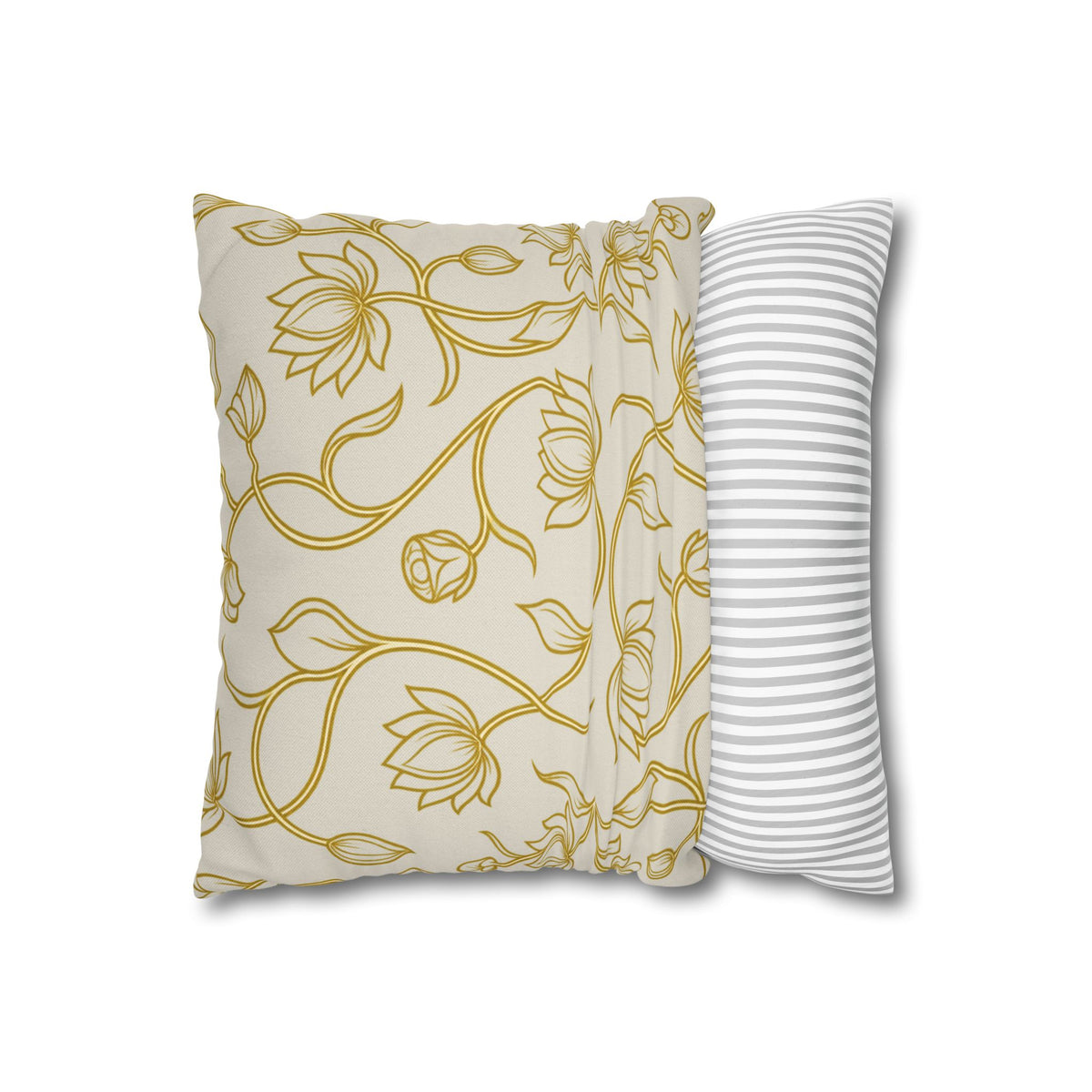 Ceylon Lotus Cushion Cover Sri Lankan Temple Flower Gold Botanical Pillow Case