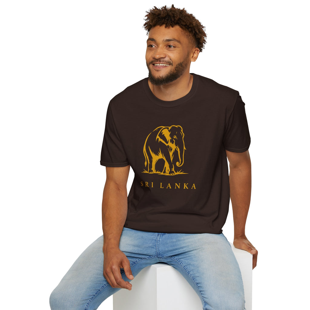 Sri Lanka Elephant Unisex T-Shirt Minimal Ochre Graphic Tee
