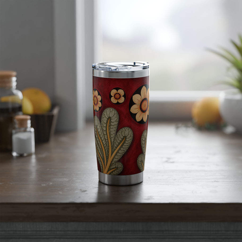 Sri Lanka Culture Floral Design Tumbler | 20oz Stainless Steel Travel Mug