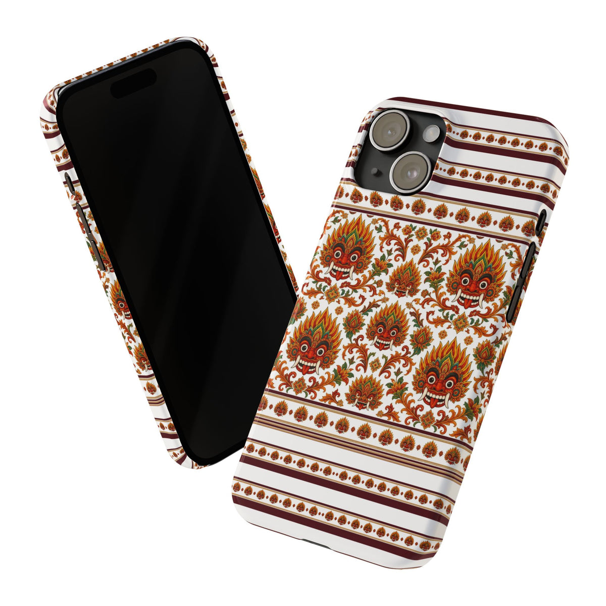 Sri Lankan Gift Slim Phone Case Raksha Floral Folk Mask Pattern