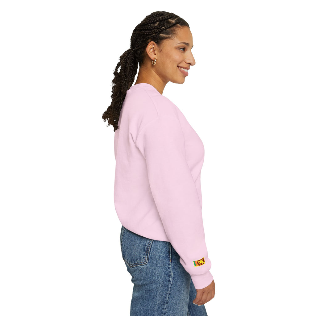 Embroideredlion face srilanka flag Minimal Palm Crest Sweatshirt — Small Tropical Logo Crewneck