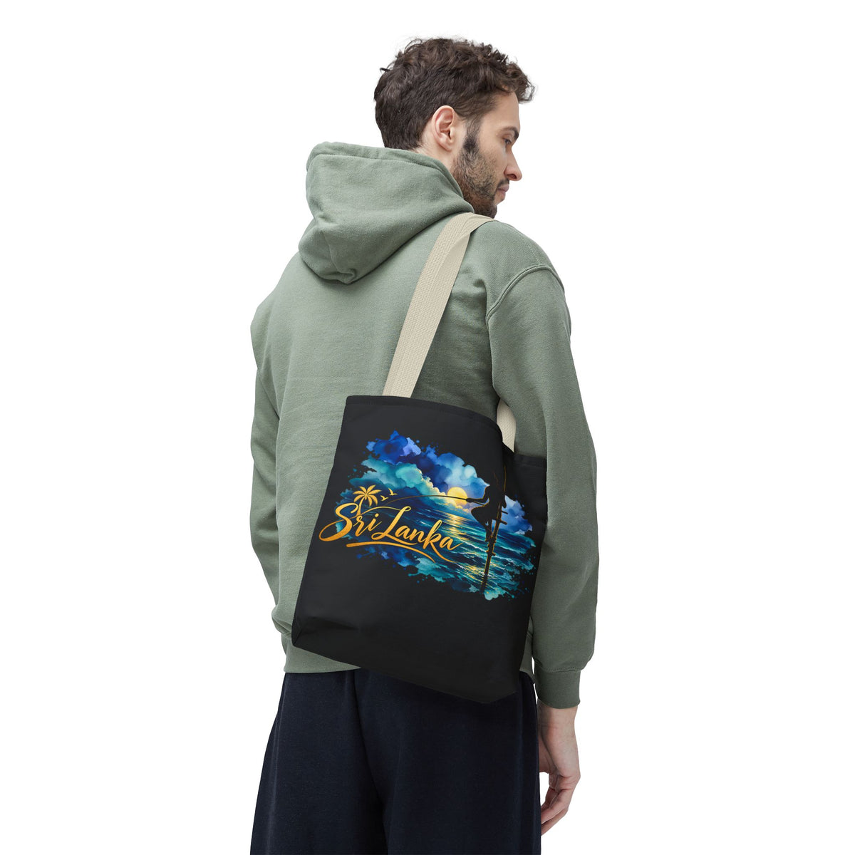 Sri Lanka Stilt Fisherman Tote Bag Island Dusk Beach Bag