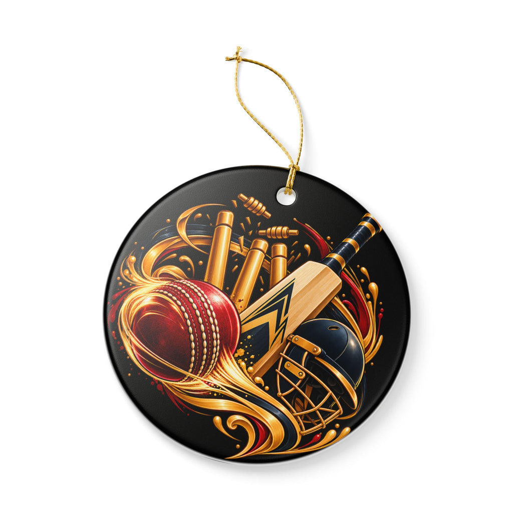 Cricket Heart Ornament  Ceramic Sports Decoration with Bat, Ball & Helmet