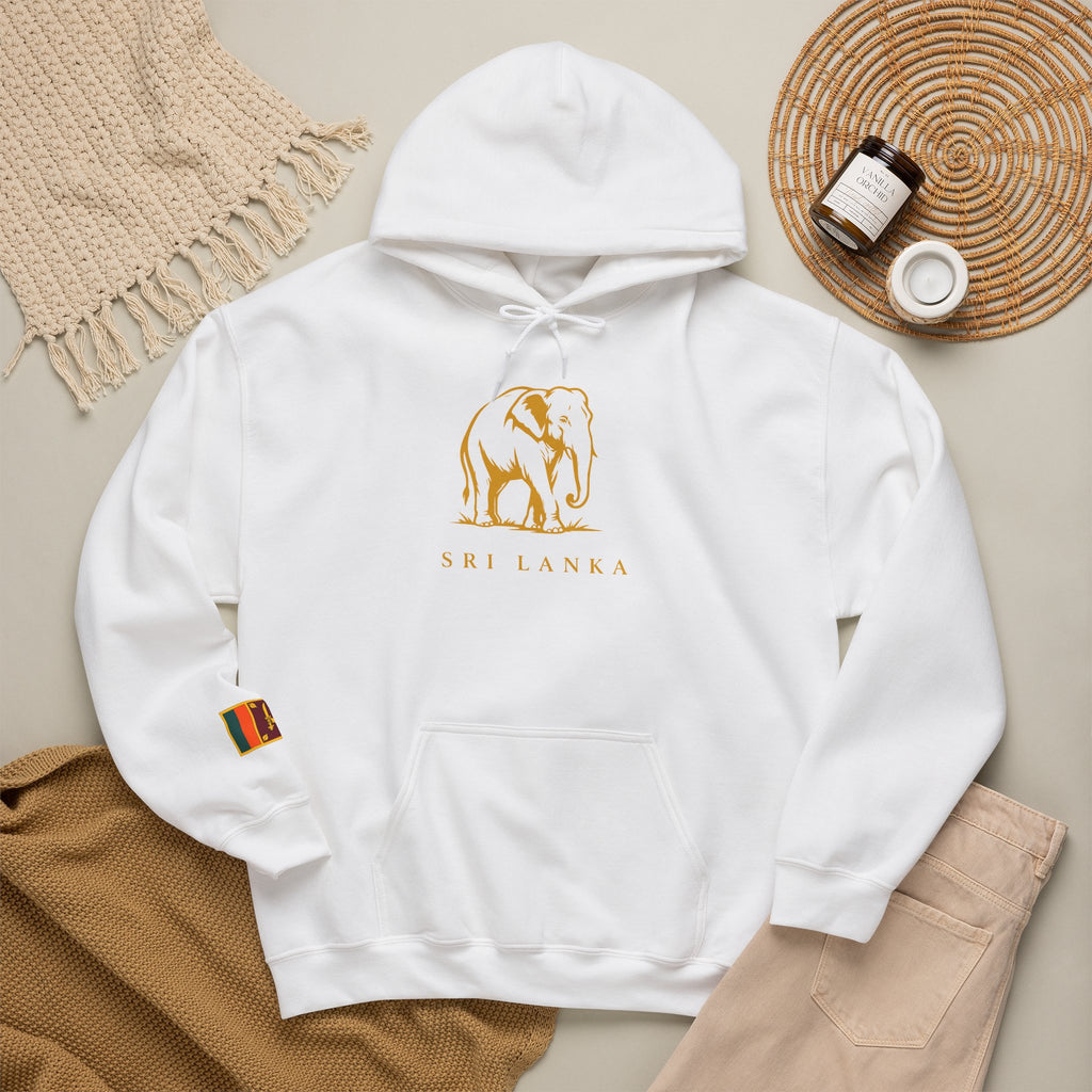 Sri Lanka Elephant Unisex Hoodie Gold Heritage Design