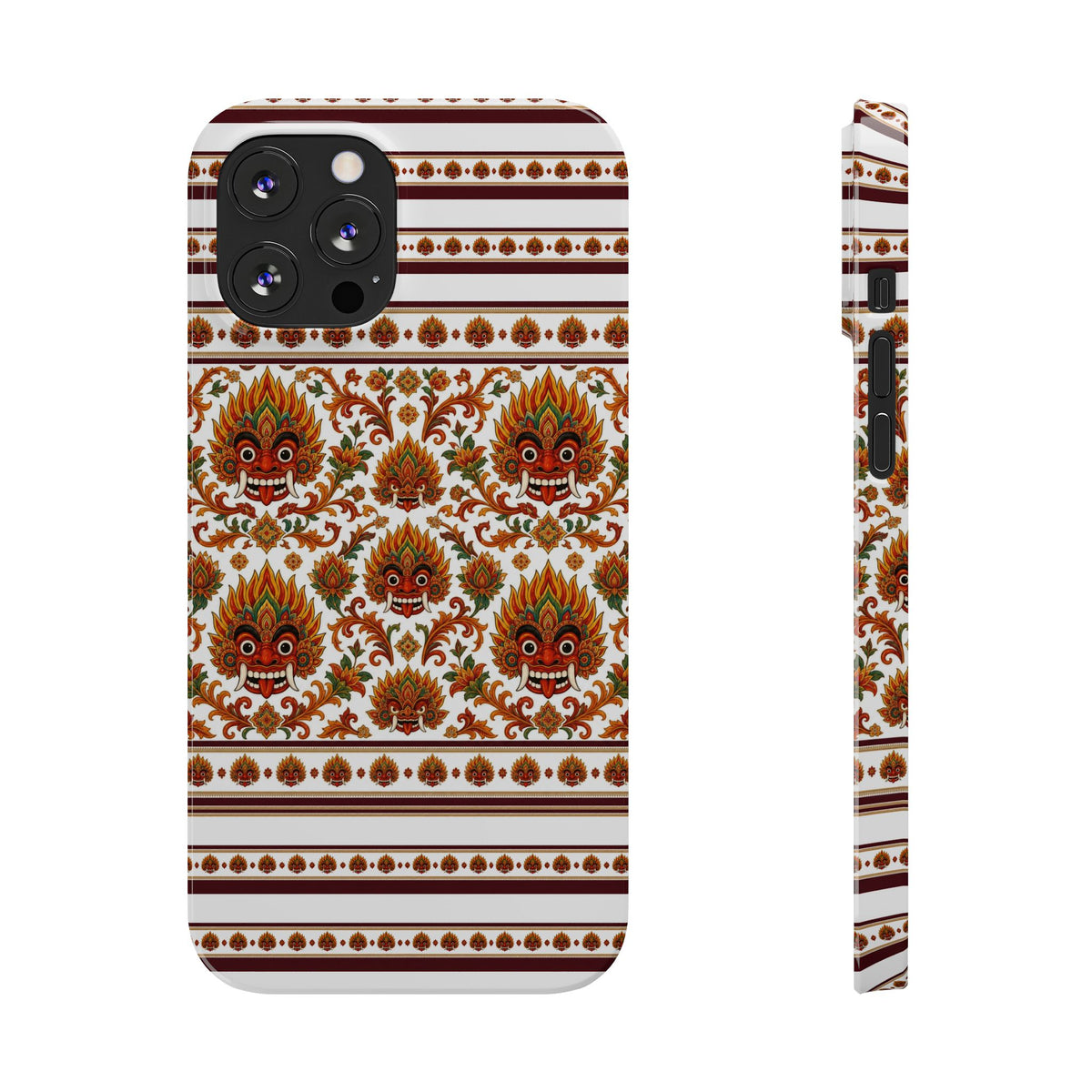 Sri Lankan Gift Slim Phone Case Raksha Floral Folk Mask Pattern