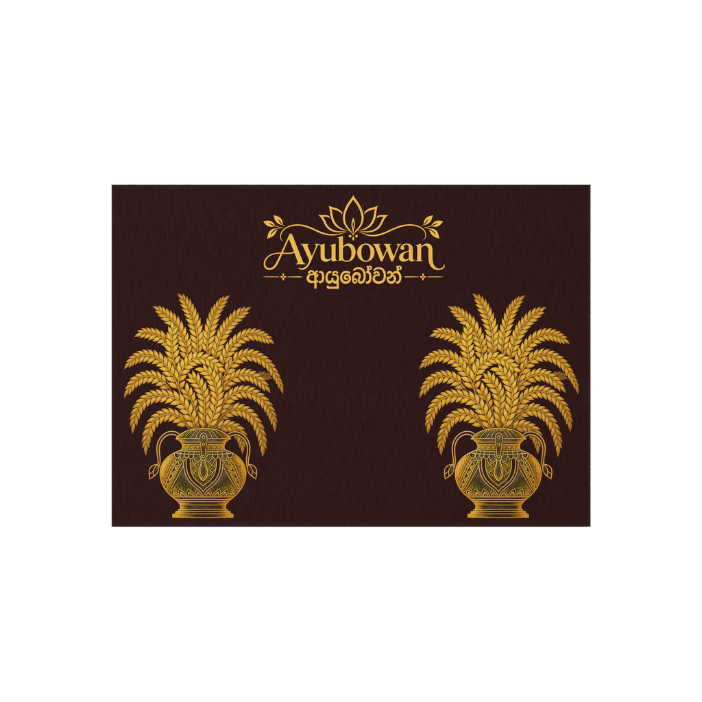 Ayubowan Welcome Rug Sri Lankan Punkalasa Ceremonial Pot Gold Heritage Floor Mat