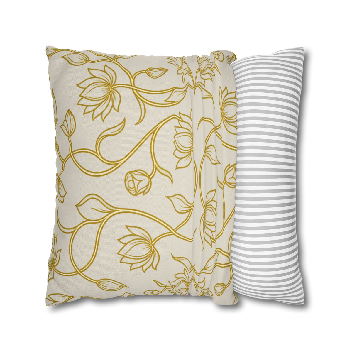 Ceylon Lotus Cushion Cover Sri Lankan Temple Flower Gold Botanical Pillow Case