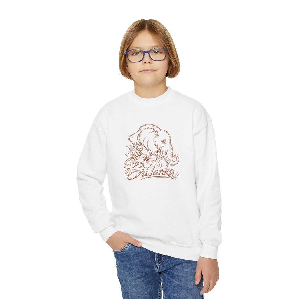 Sri Lankan Elephant Kids’ Sweatshirt | Floral Crewneck