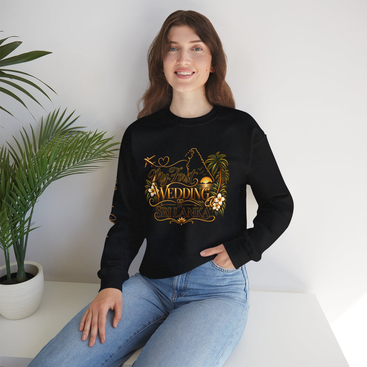 Personalized Sri Lanka Wedding Sweatshirt | Name on Right Sleeve