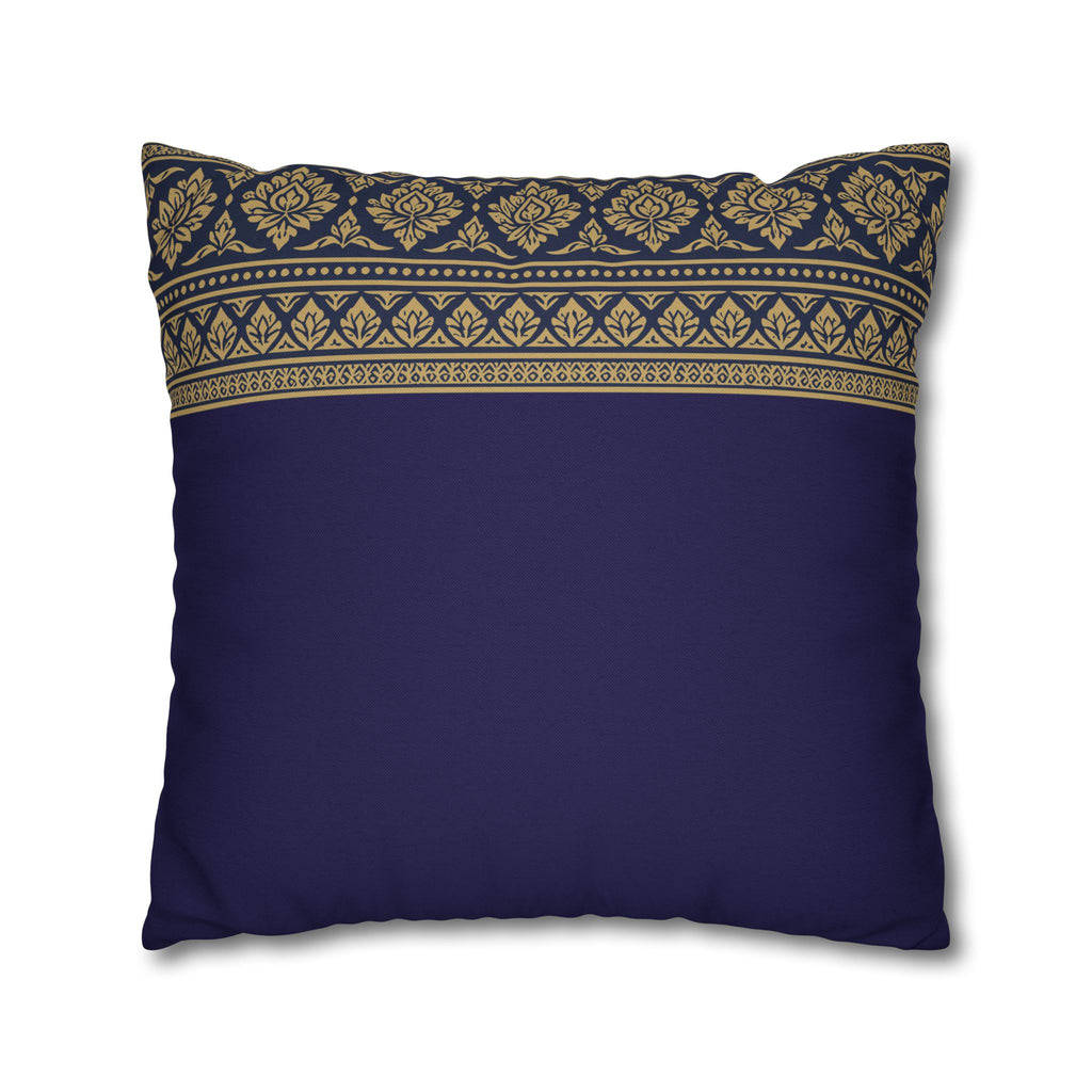 Navy & Gold Border Cushion Cover Sri Lankan Gift Pillowcase