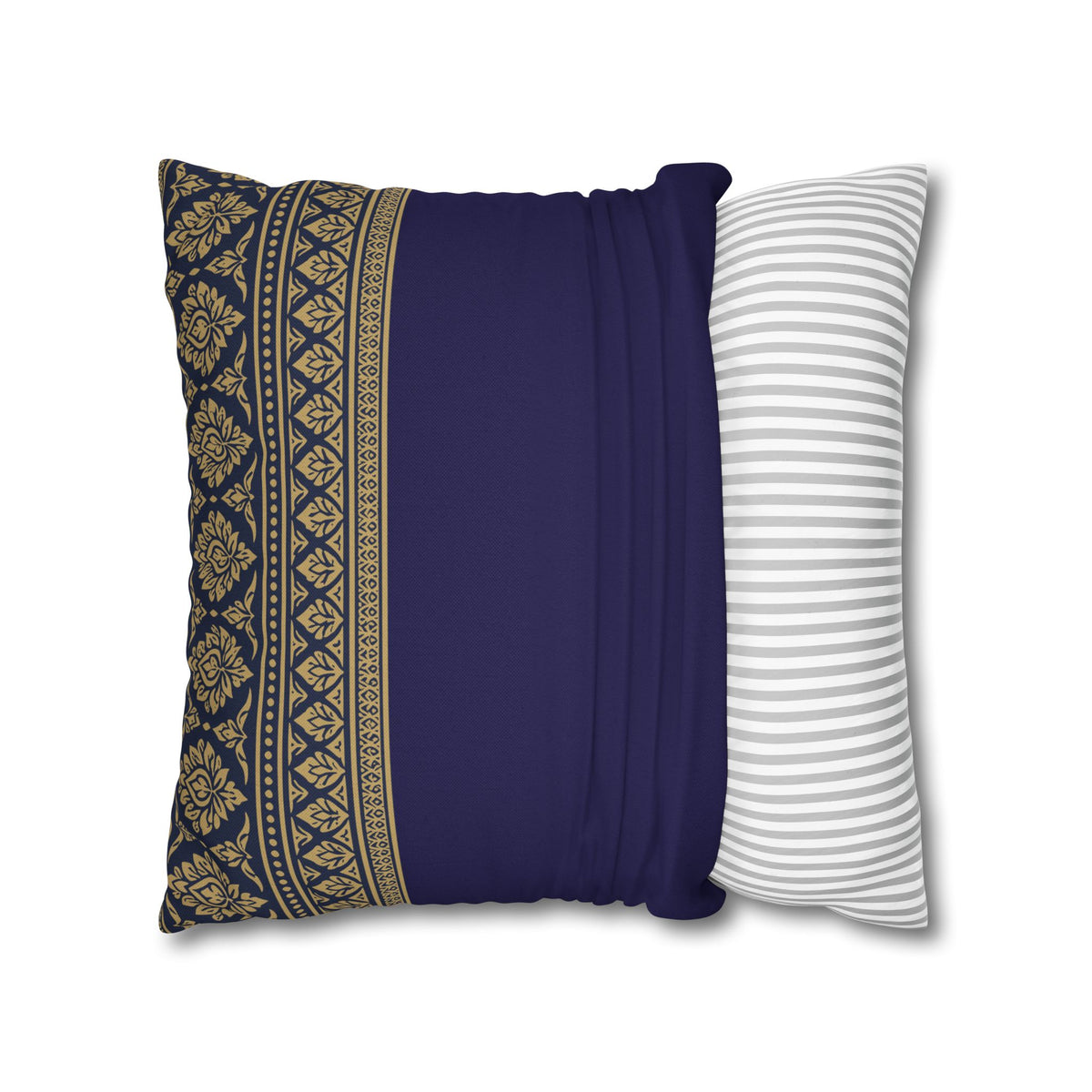 Navy & Gold Border Cushion Cover Sri Lankan Gift Pillowcase
