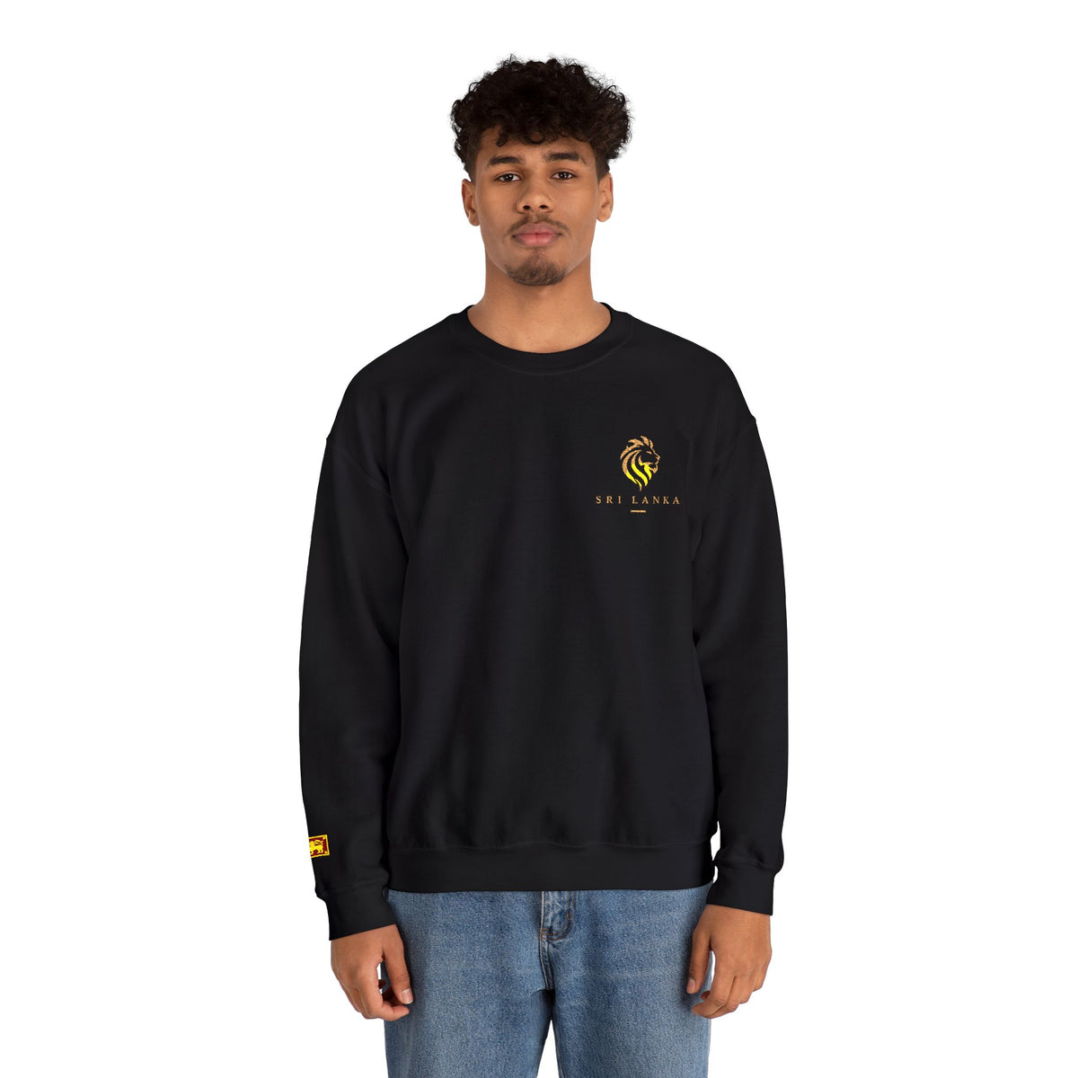 Embroideredlion face srilanka flag Minimal Palm Crest Sweatshirt — Small Tropical Logo Crewneck