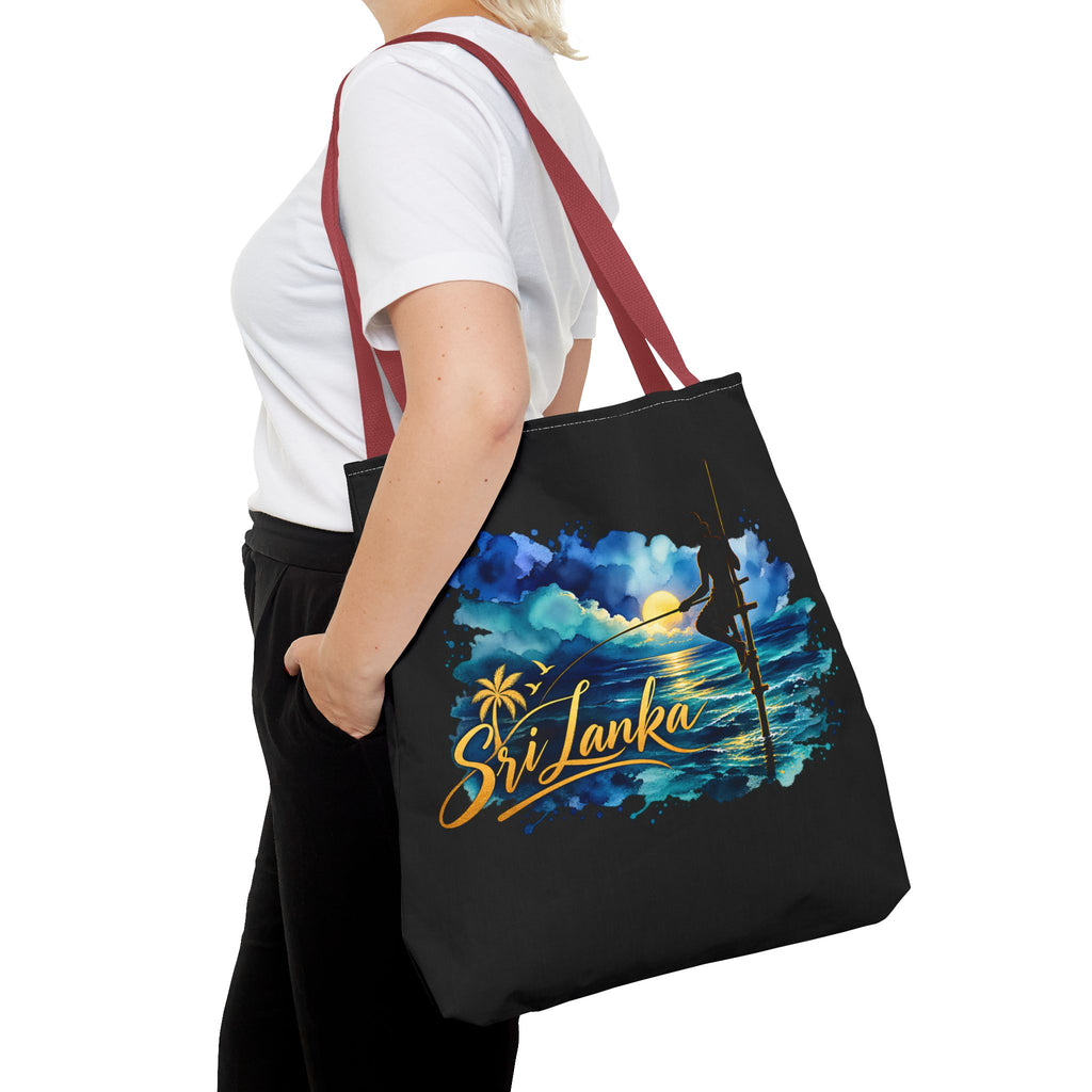 Sri Lanka Stilt Fisherman Tote Bag Island Dusk Beach Bag