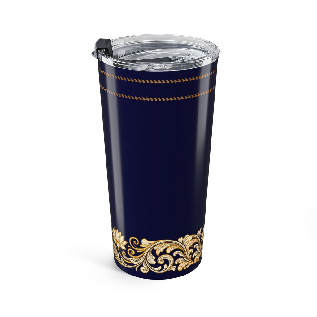 Navy & Gold Baroque 20 oz Insulated Travel Tumbler