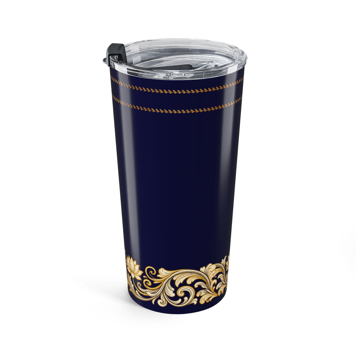 Navy & Gold Baroque 20 oz Insulated Travel Tumbler