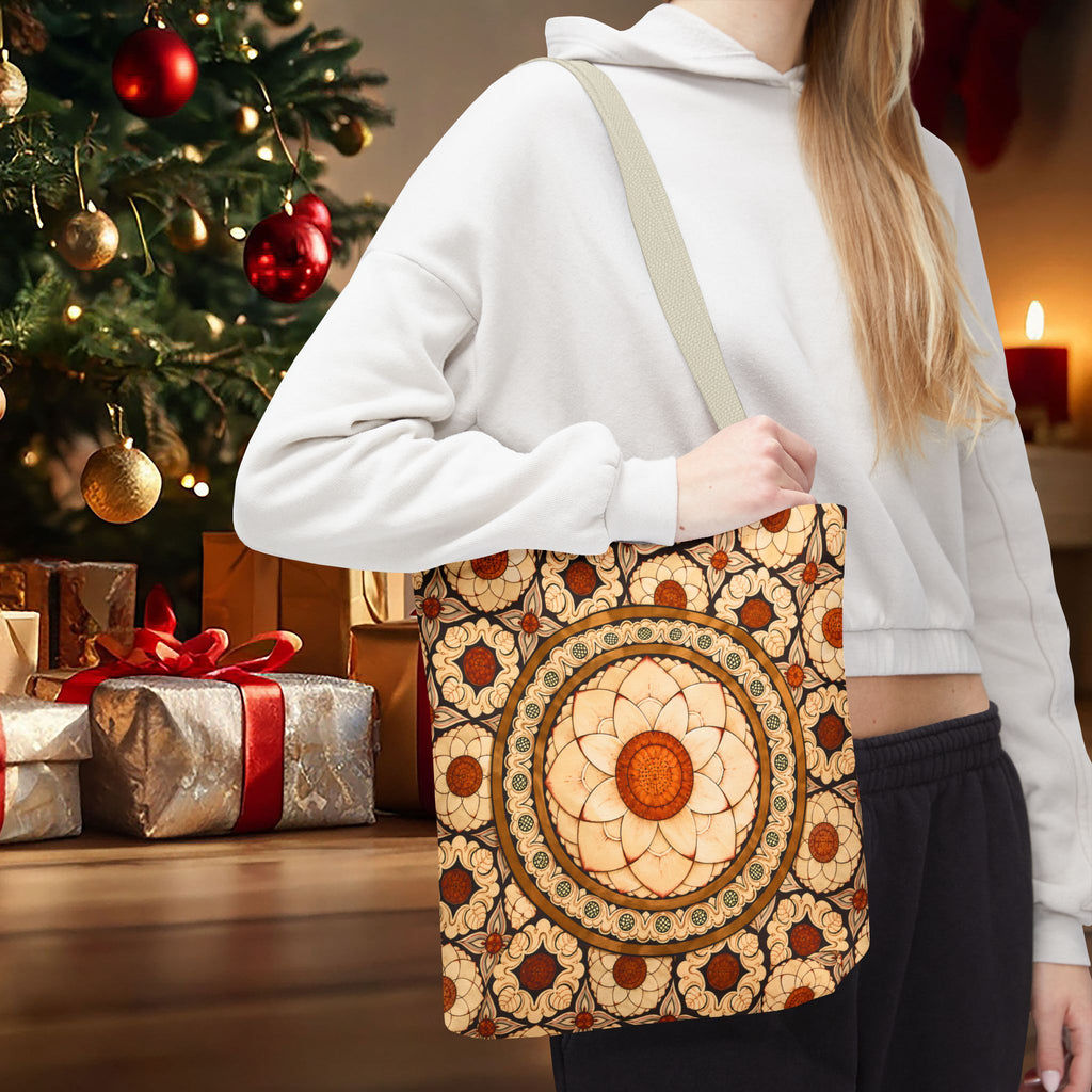 Sri Lankan Floral Mandala Tote Bag Cream & Terracotta