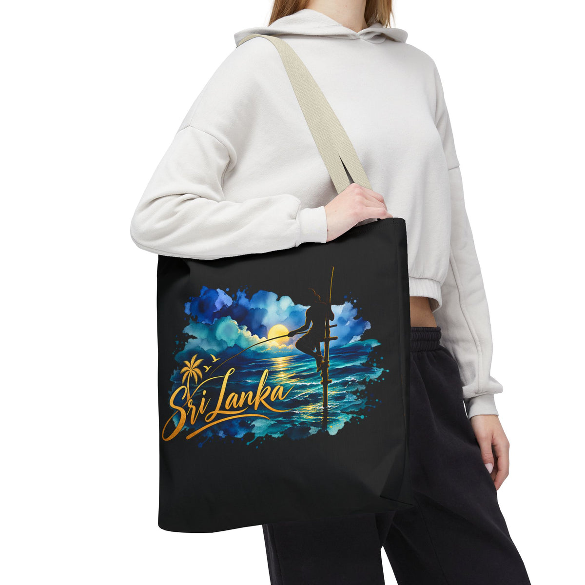 Sri Lanka Stilt Fisherman Tote Bag Island Dusk Beach Bag