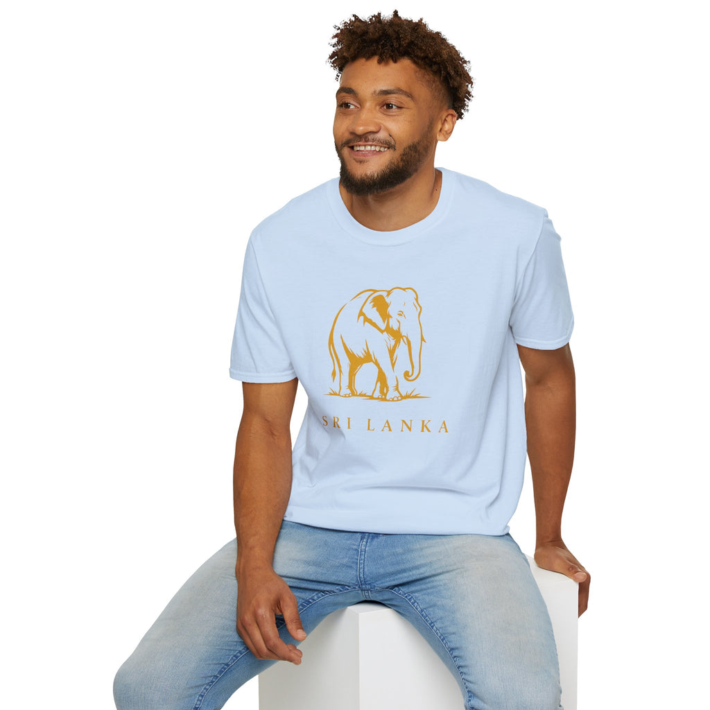 Sri Lanka Elephant Unisex T-Shirt Minimal Ochre Graphic Tee