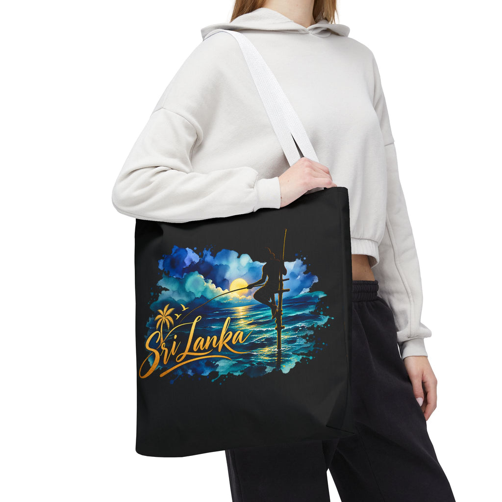 Sri Lanka Stilt Fisherman Tote Bag Island Dusk Beach Bag