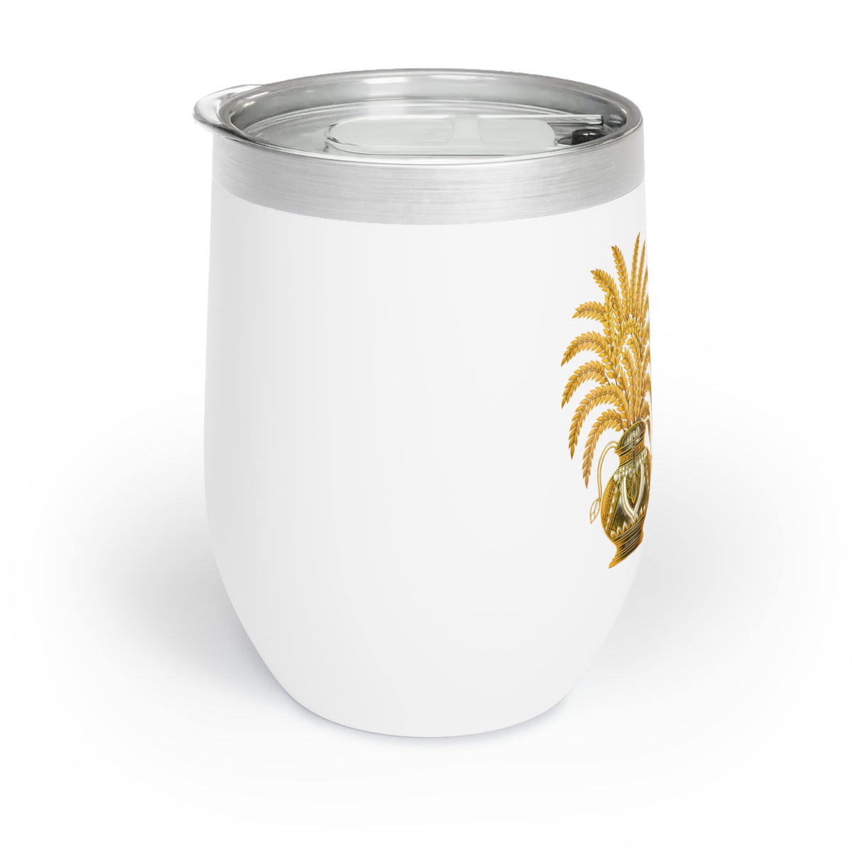 Ayubowan Wine Tumbler Sri Lankan Gold Punkalasa Blessing White Stemless Insulated Cup