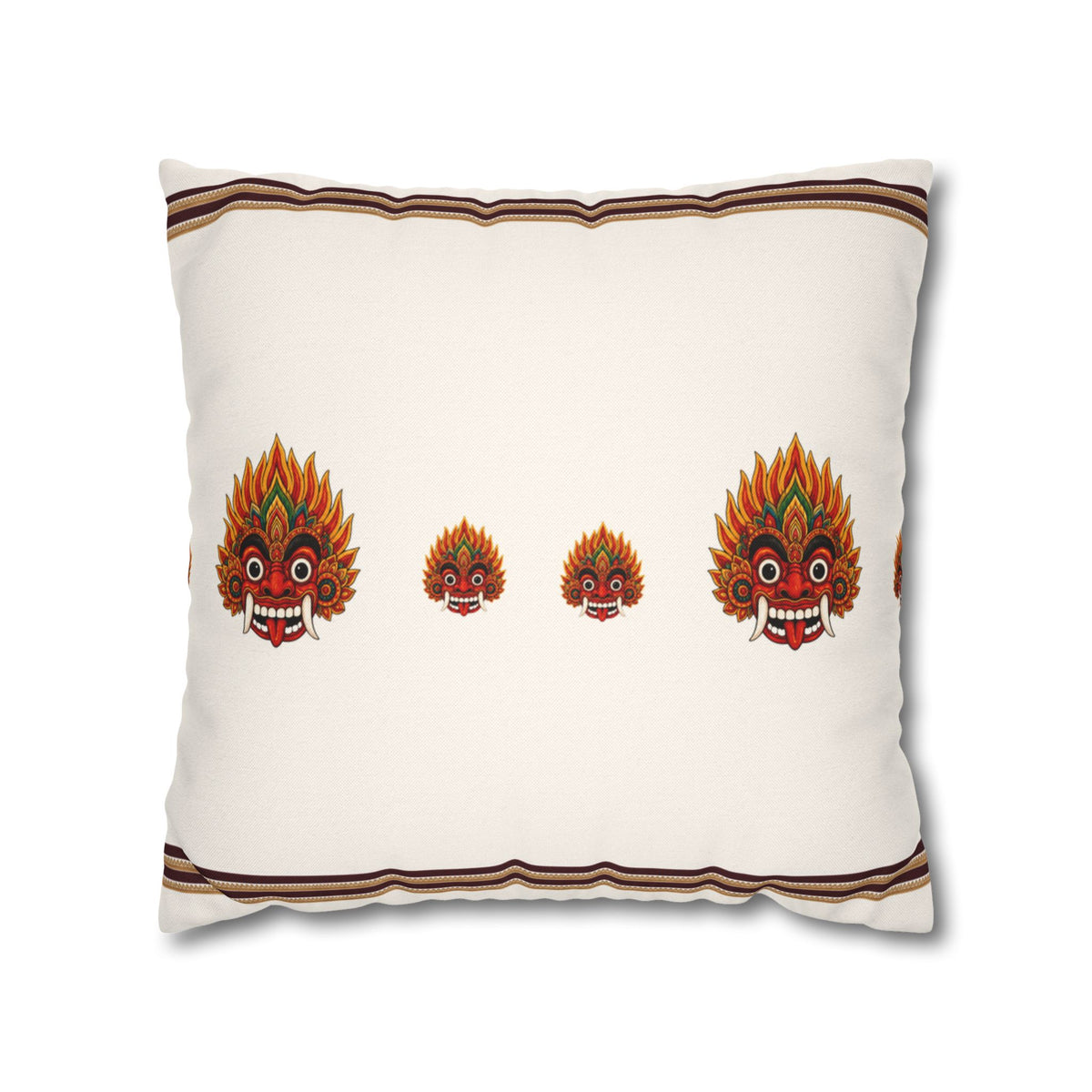 Raksha Mask Cushion Cover Sri Lankan Devil Dance Decorative Throw Pillow