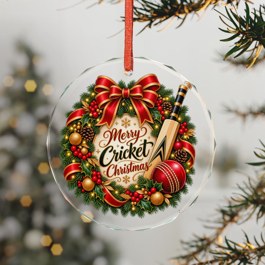 Merry Cricket Christmas Glass Ornament | Cricket Fan Gift