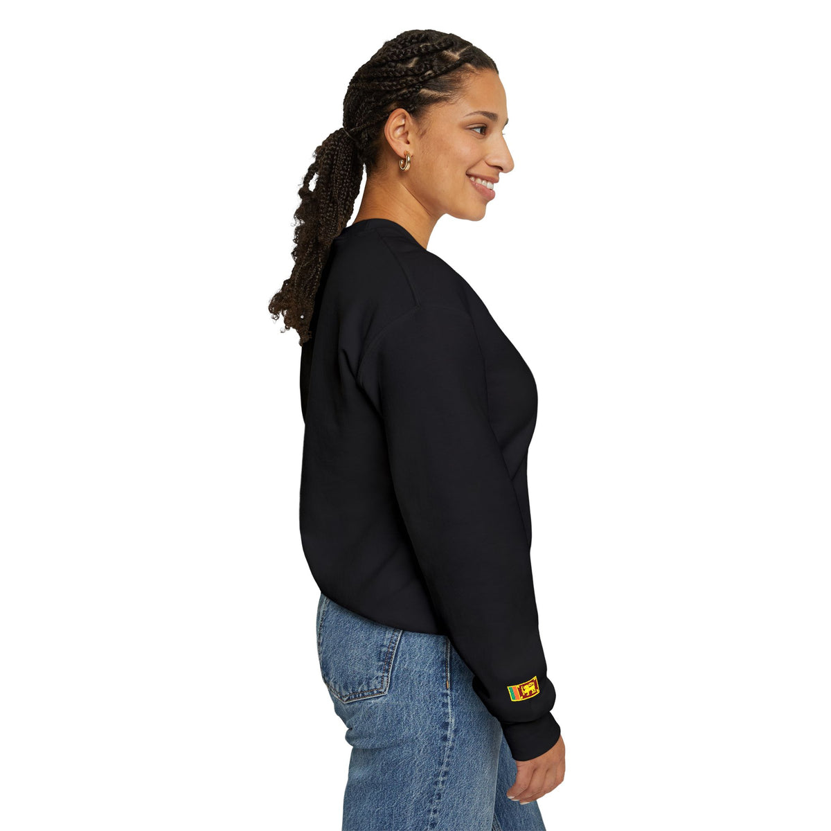 Embroideredlion face srilanka flag Minimal Palm Crest Sweatshirt — Small Tropical Logo Crewneck