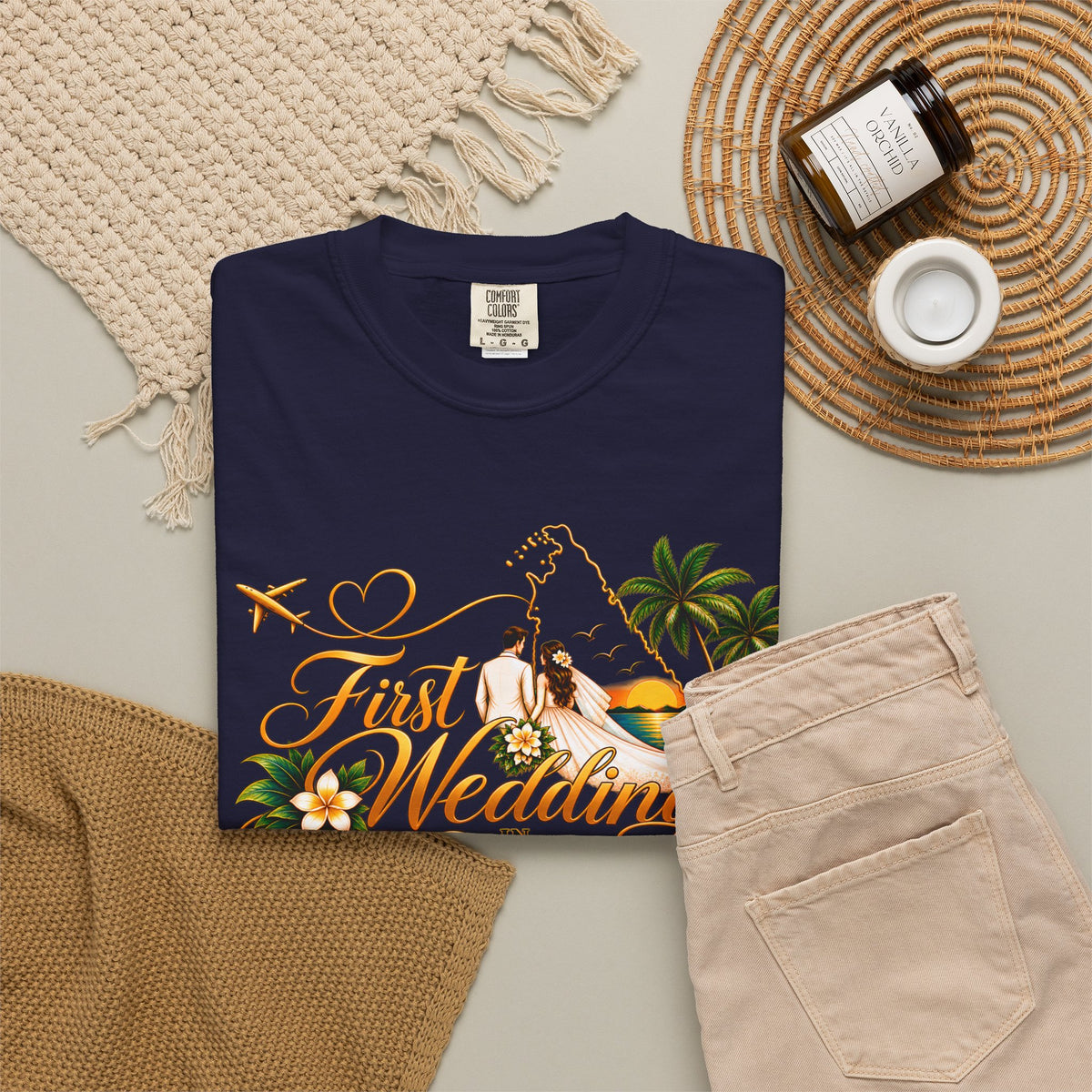 Sri Lanka Destination Wedding T-Shirt — "First Wedding Sri Lanka" Couple Tee (Roshini & Rohan 2026)