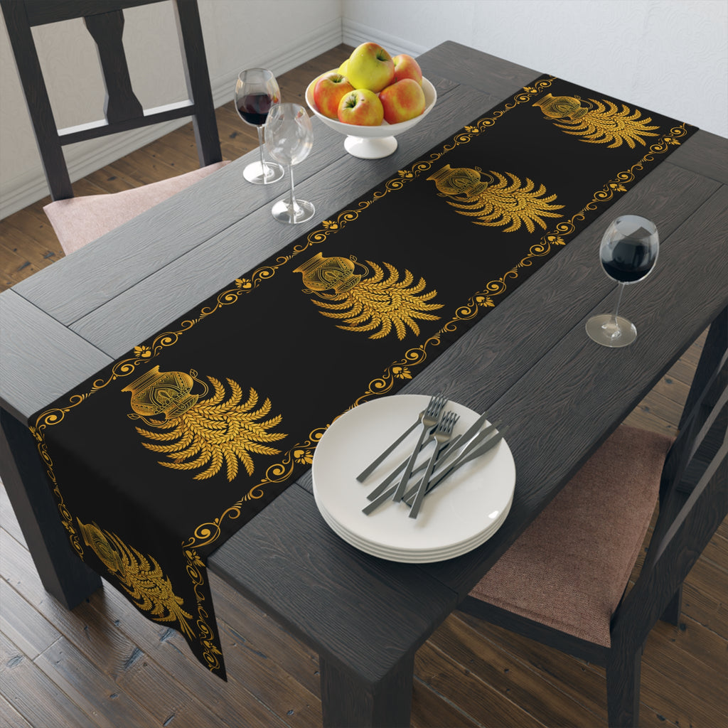 Punkalasa Table Runner Sri Lankan Gold Blessing Black Baroque Dining Table Linen